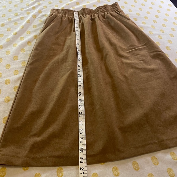 Vintage Brown A-Line Midi Skirt With Pockets Elastic Waist size 10 - Picture 5 of 7